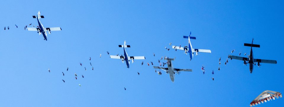 2018 Skydiving Vertical World Record Attempt 200 Way Mass Exit Planes