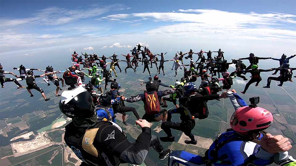 Skydiving Head Up Sitfly World Record 84 way formation 2019